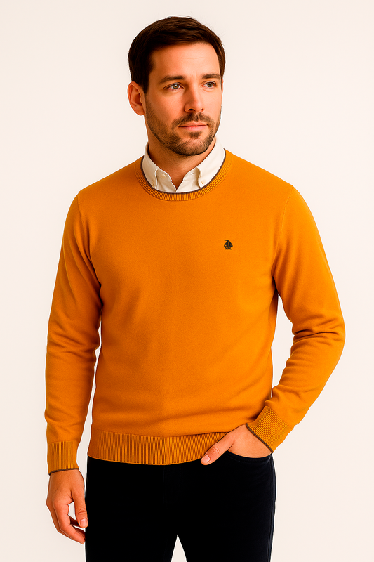 Jersey cuello redondo Mostaza