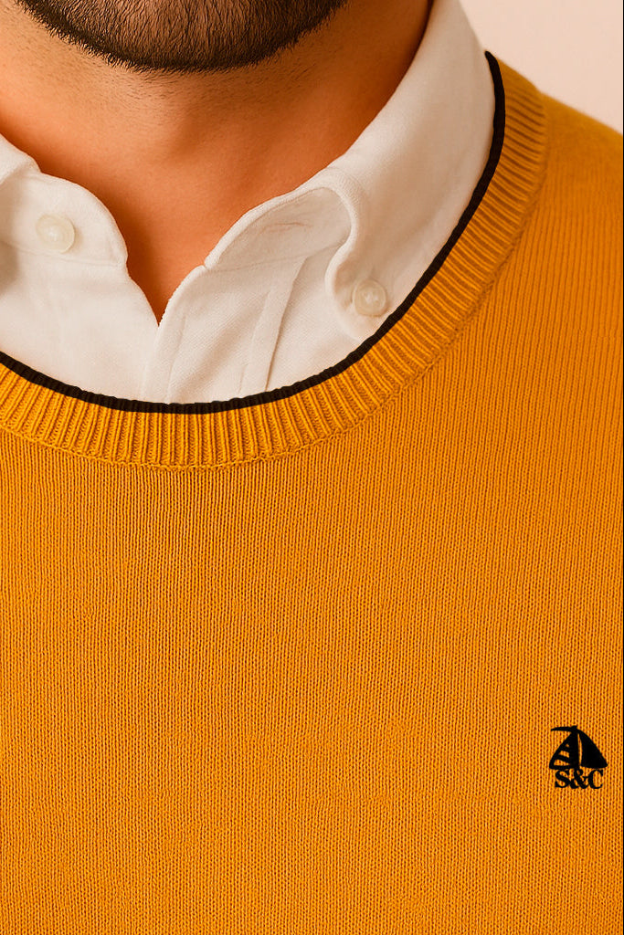 Jersey cuello redondo Mostaza