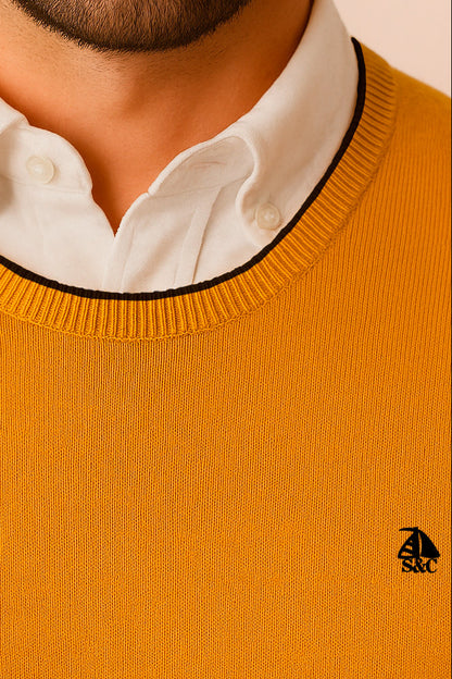 Jersey cuello redondo Mostaza