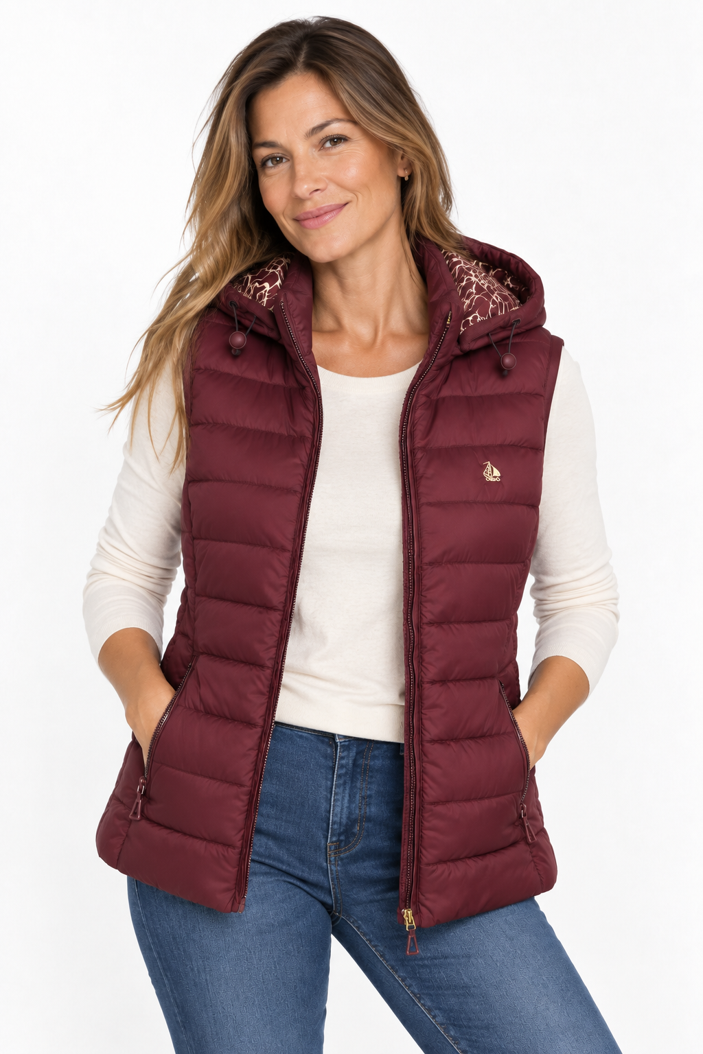 Chaleco Mujer acolchado reversible vino