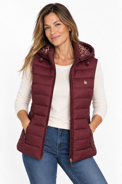 Chaleco Mujer acolchado reversible vino