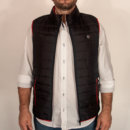 Chaleco Hombre Acolchado Negro Rayas