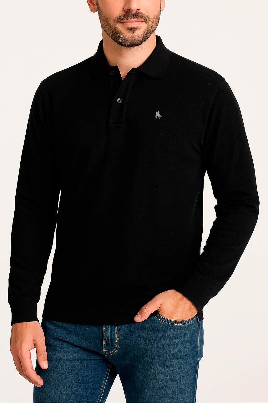 Polo Premium de manga larga negro