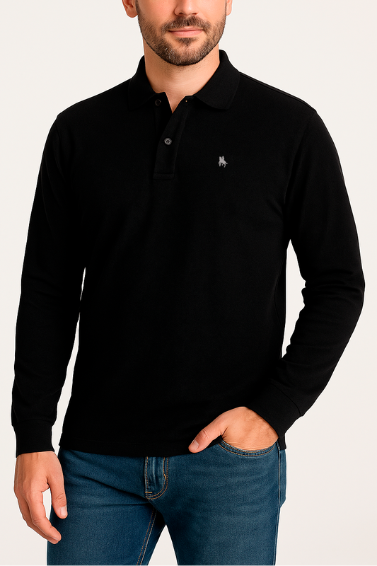 Polo Premium de manga larga negro