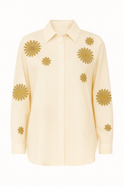 Camisa oversize de rayas con flores