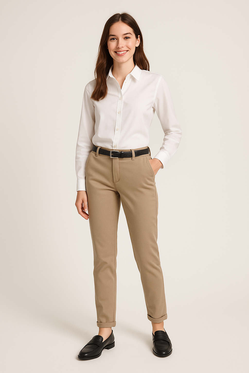 Pantalón Chino Mujer Beige