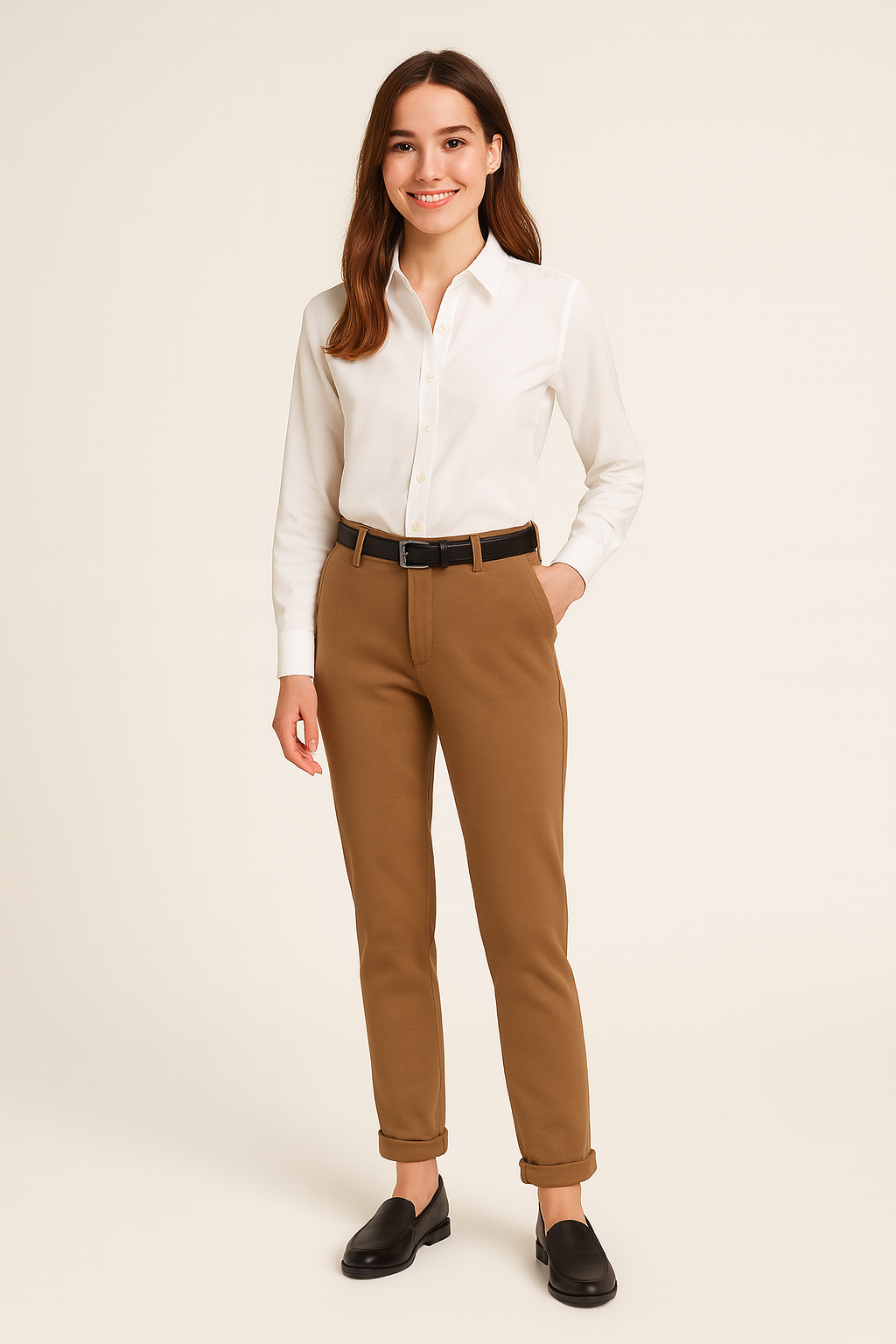 Pantalón Chino Mujer Marrón