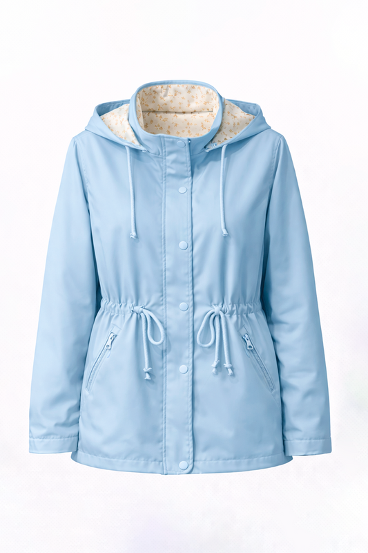 Parka celeste con flores