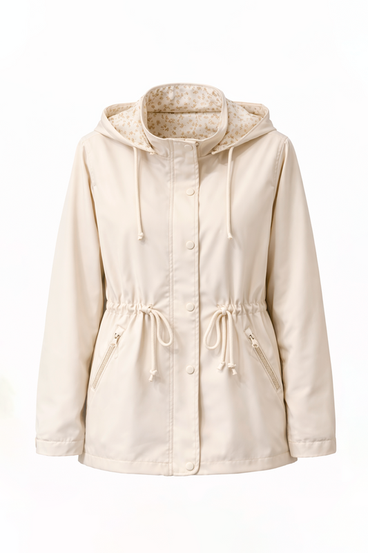 Parka beige con flores