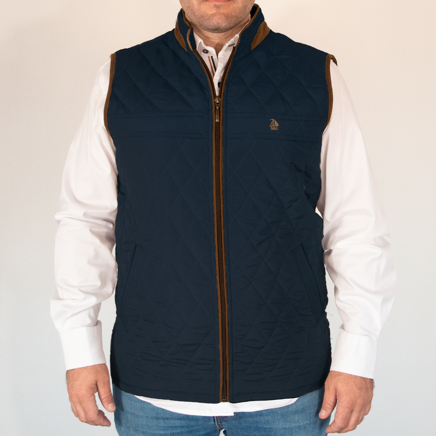 Chaleco modelo rombos Marino