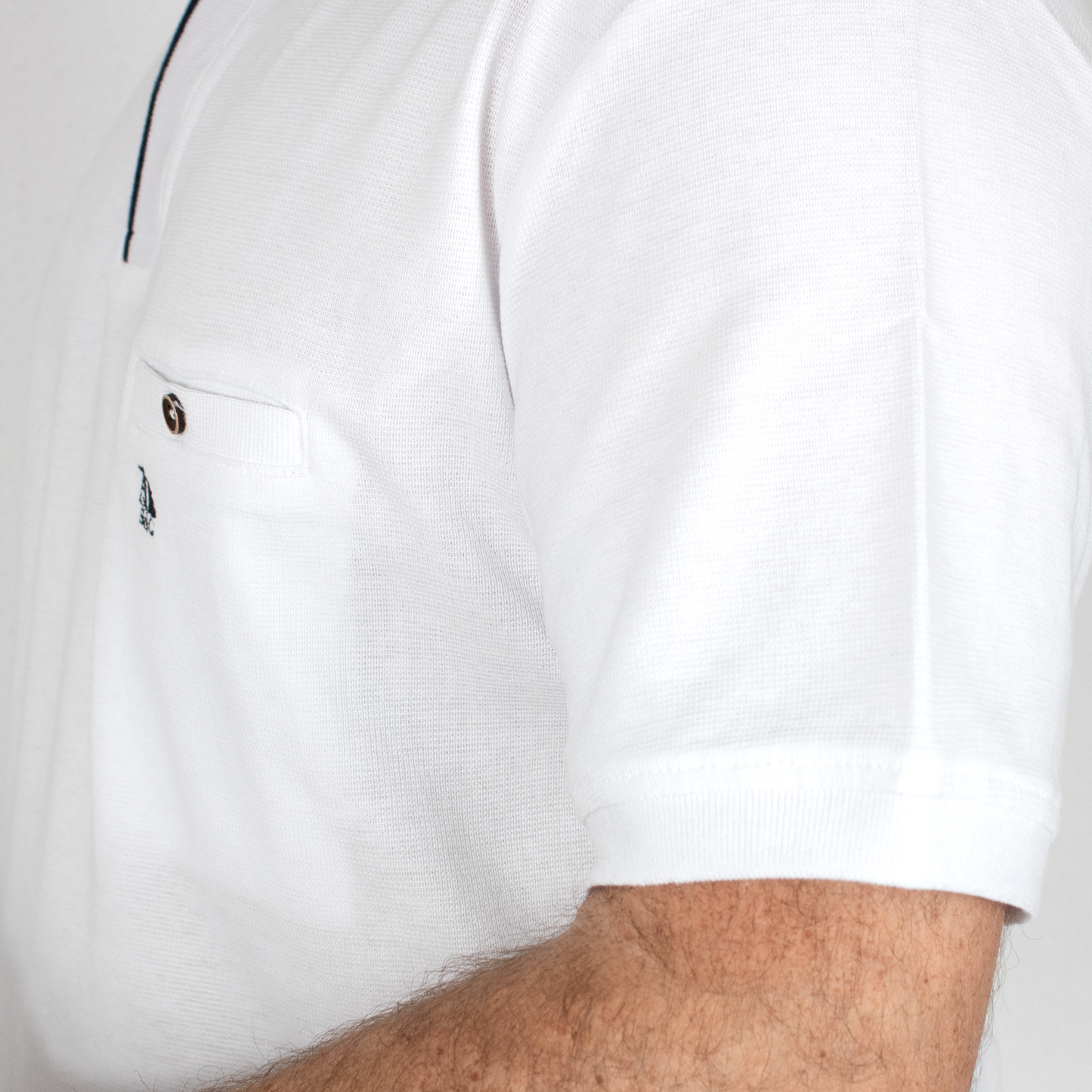 Polo hombre manga corta cuello mao Blanco liso