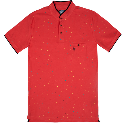 Polo hombre manga corta cuello mao Coral con puntitos