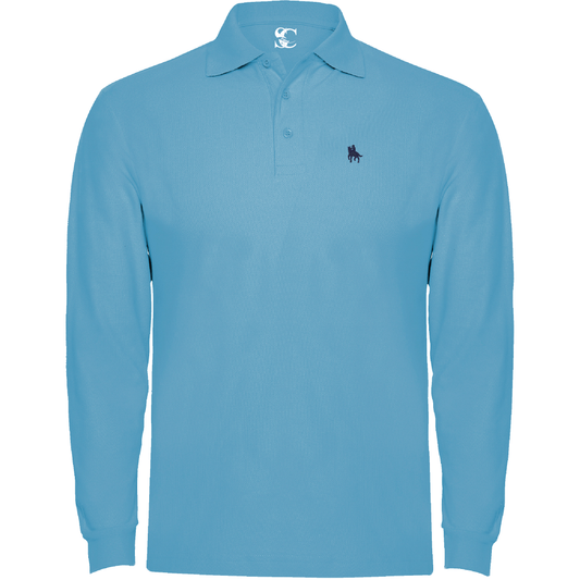 Polo manga larga Celeste