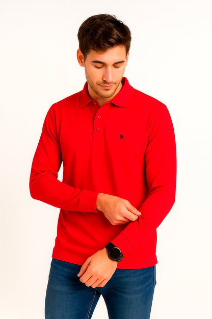 Polo manga larga Rojo