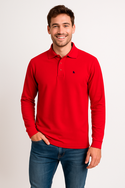 Polo manga larga Rojo