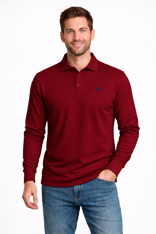 Polo manga larga Granate