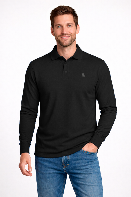 Polo manga larga Negro
