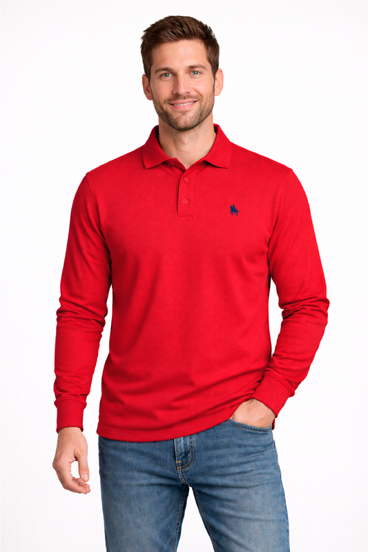 Polo manga larga Rojo