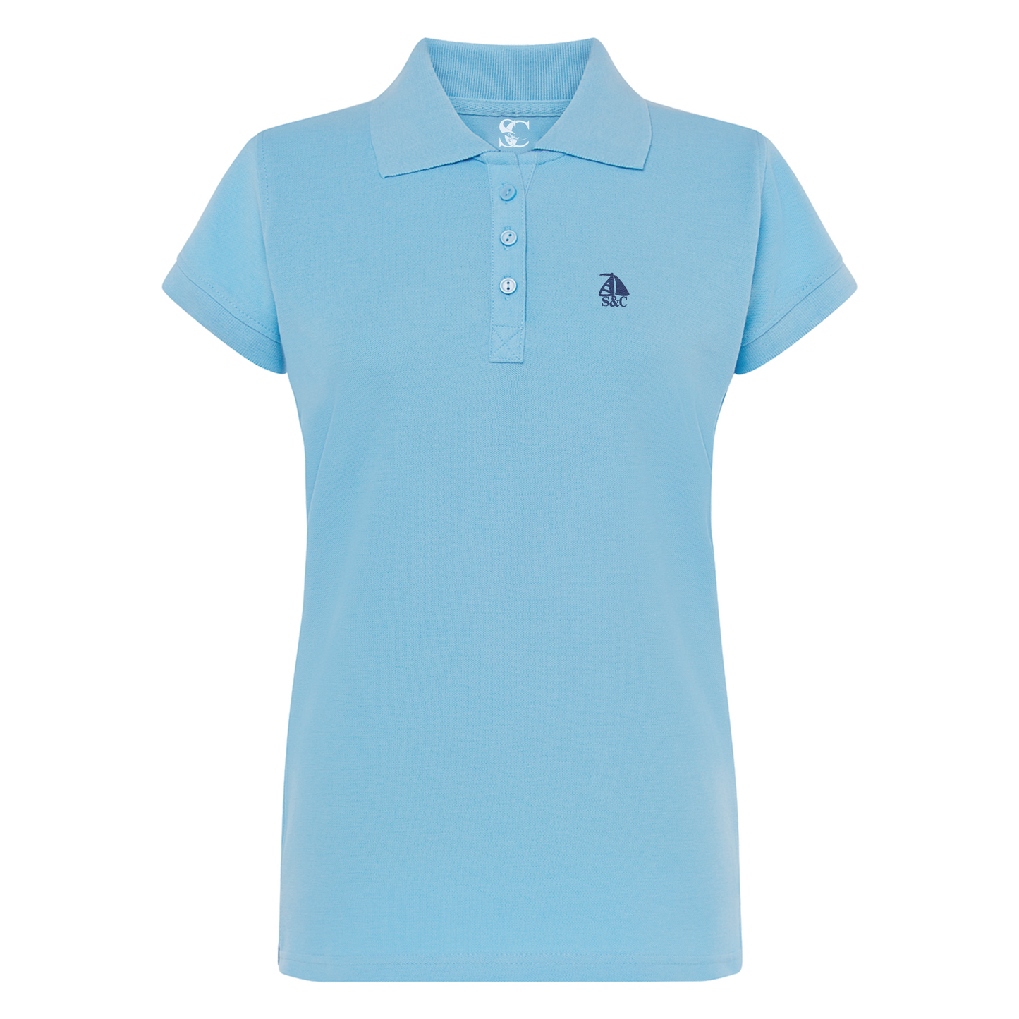 Polo manga corta mujer Celeste