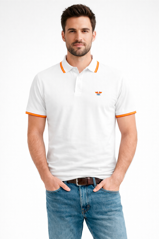 Polo hombre manga corta NATION Blanco