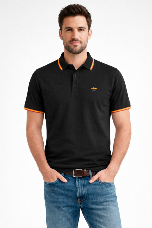 Polo hombre manga corta NATION Negro