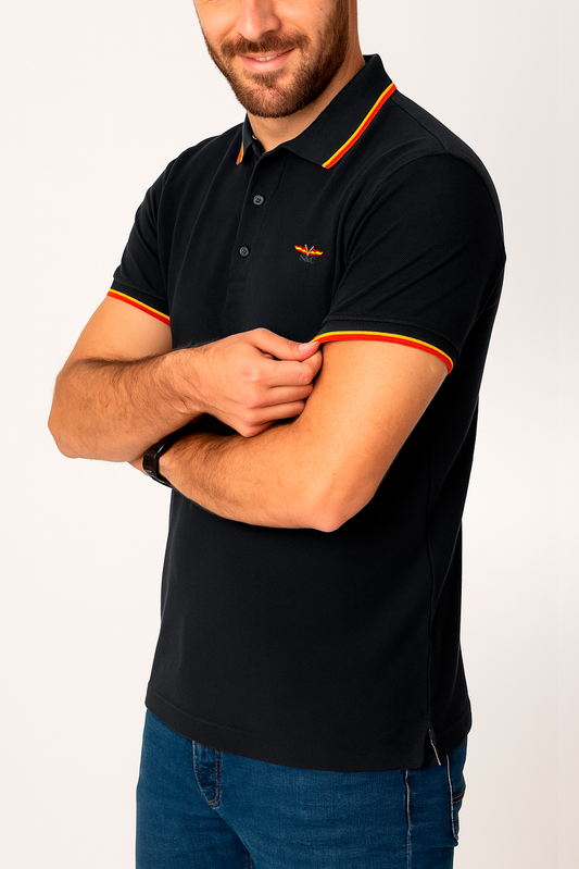 Polo hombre manga corta NATION Negro