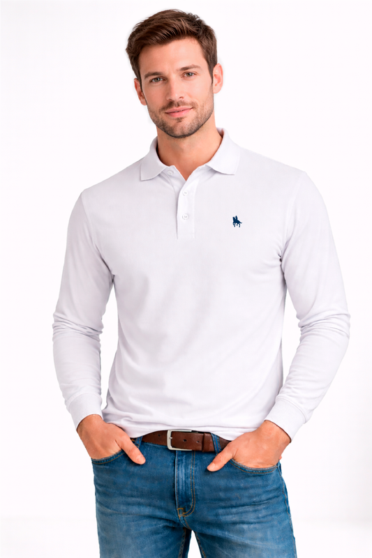 Polo Premium de manga larga blanco