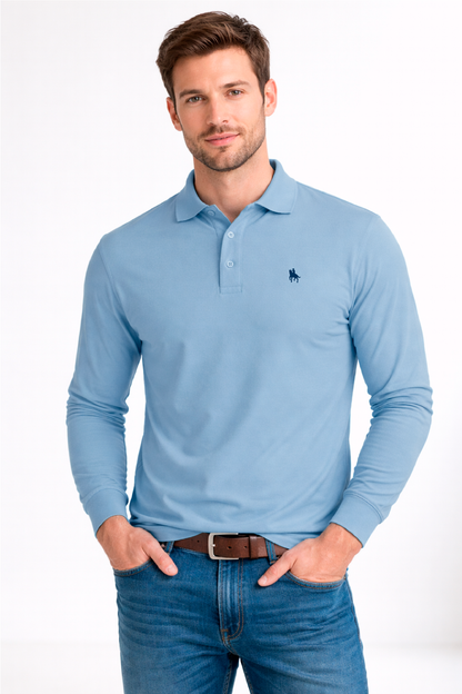 Polo Premium de manga larga sky blue