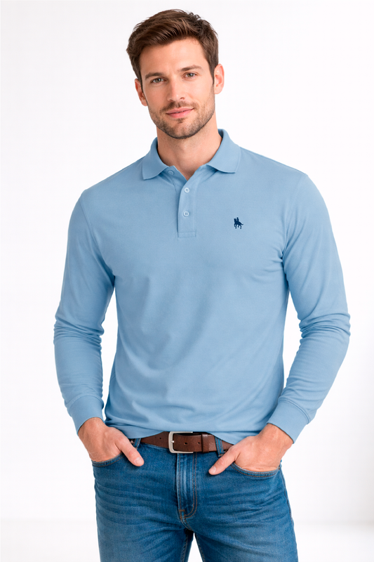 Polo Premium de manga larga sky blue