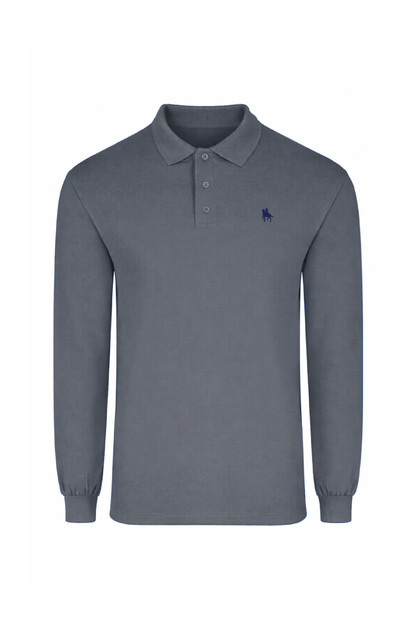 Polo Premium de manga larga blue fog