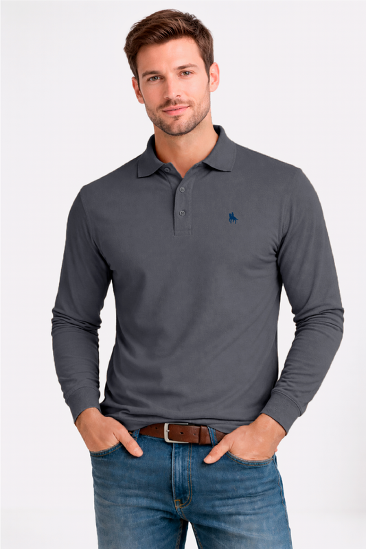 Polo Premium de manga larga blue fog