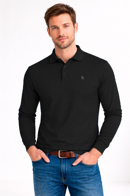 Polo Premium de manga larga negro