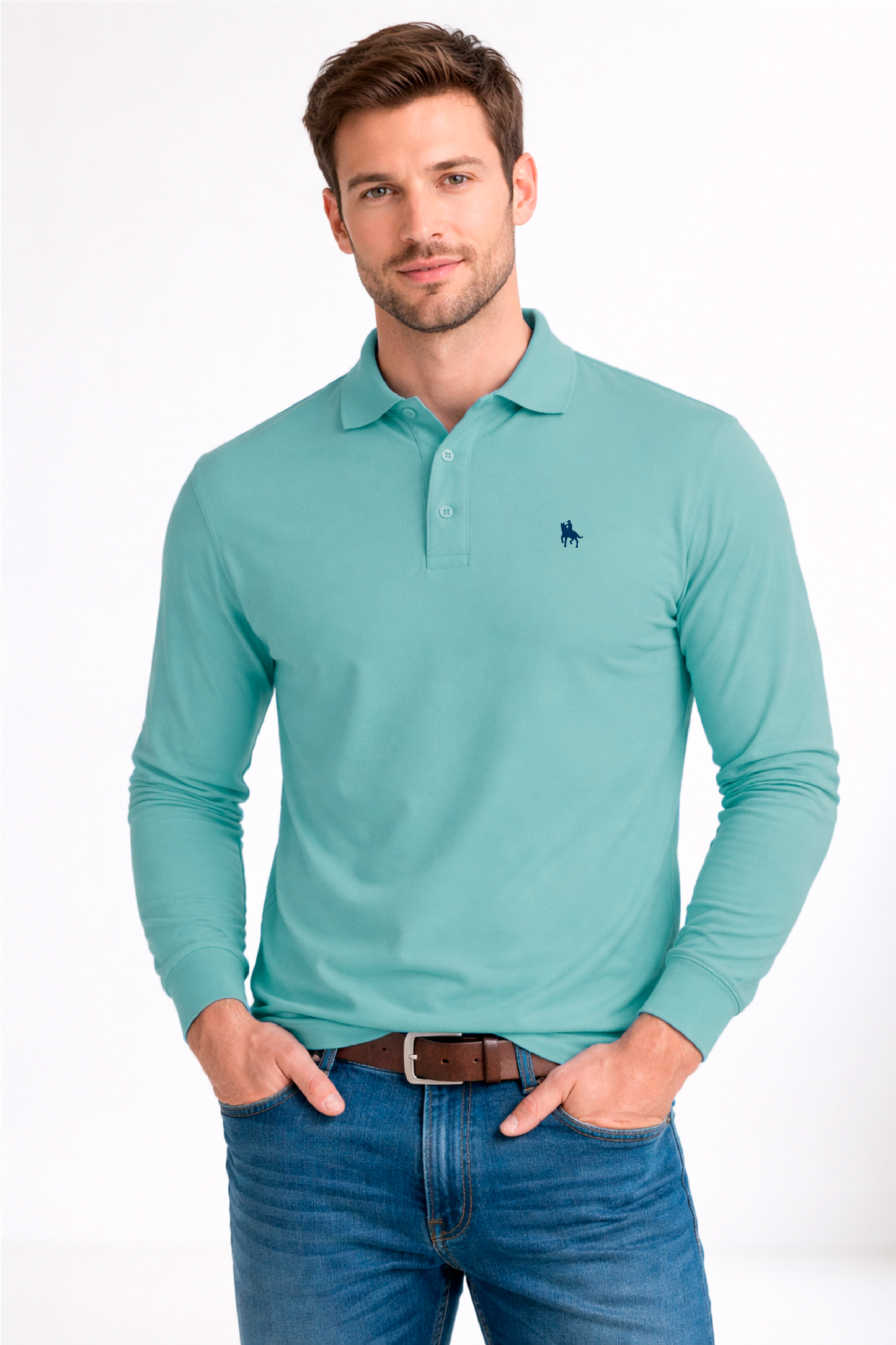 Polo Premium de manga larga sage