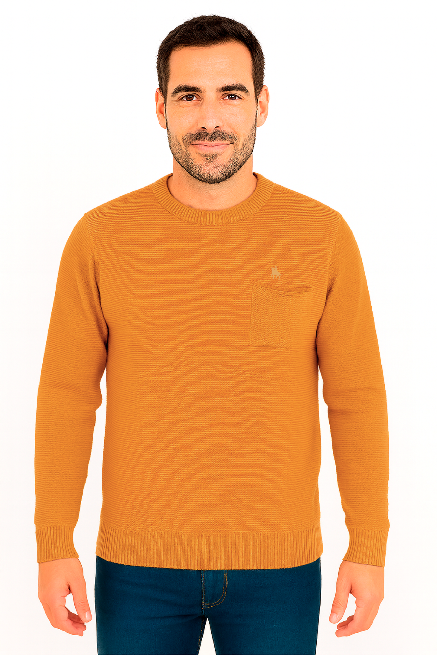 Jersey Hombre Punto Mostaza con Bolsillo