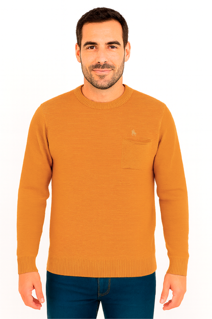 Jersey Hombre Punto Mostaza con Bolsillo