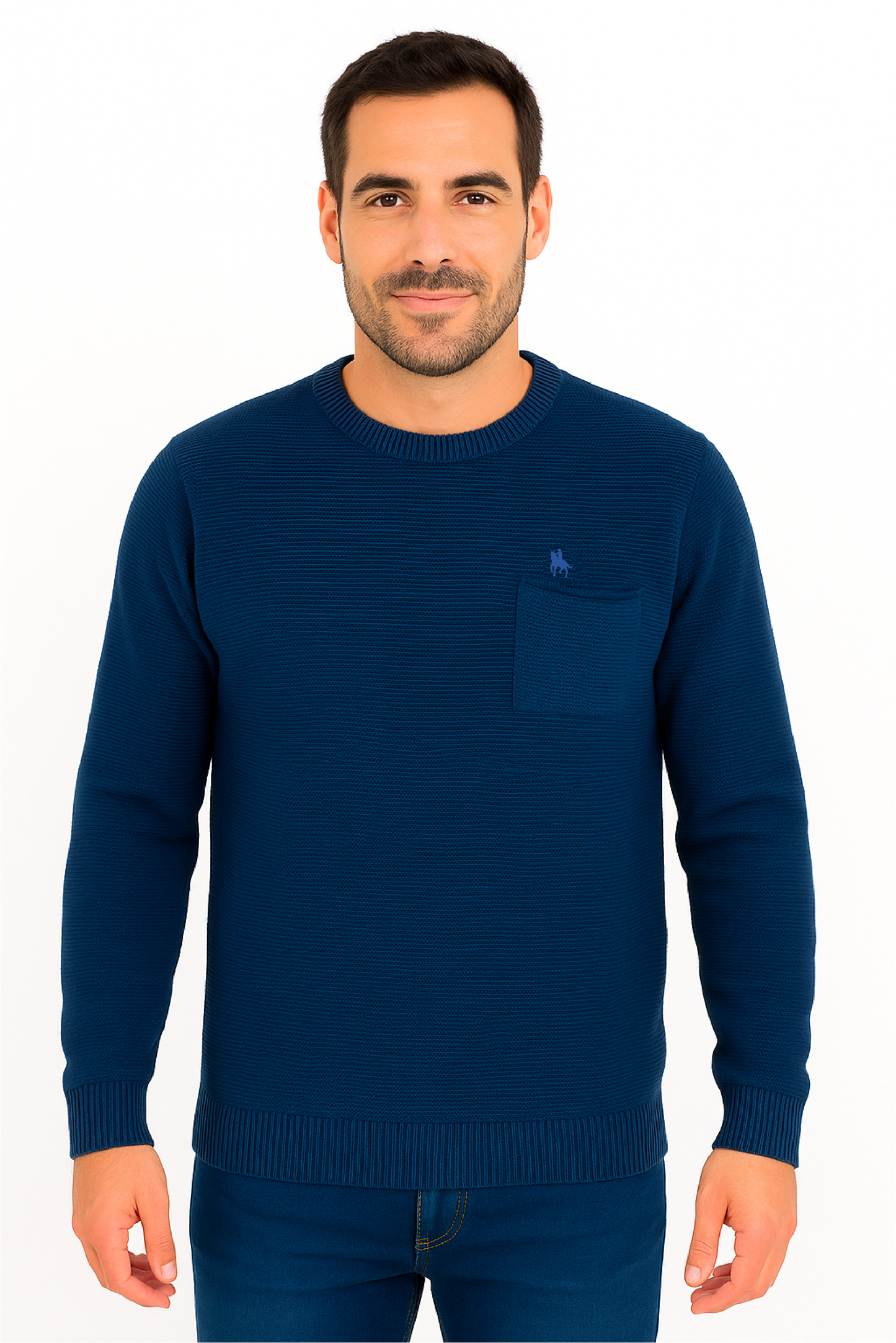 Jersey Hombre Punto Azul con Bolsillo