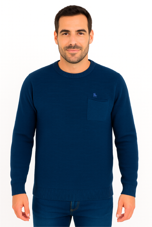 Jersey Hombre Punto Azul con Bolsillo