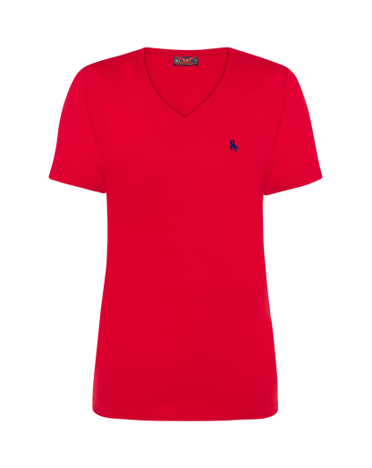 Camiseta pico manga corta roja