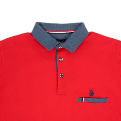 Polo Hombre Manga Larga Rojo