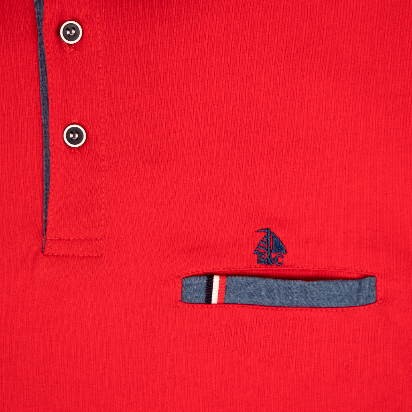 Polo Hombre Manga Larga Rojo