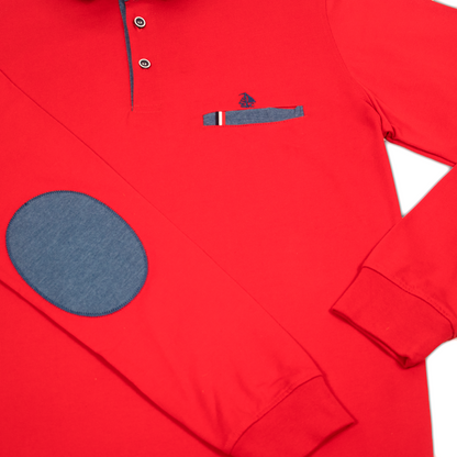 Polo Hombre Manga Larga Rojo