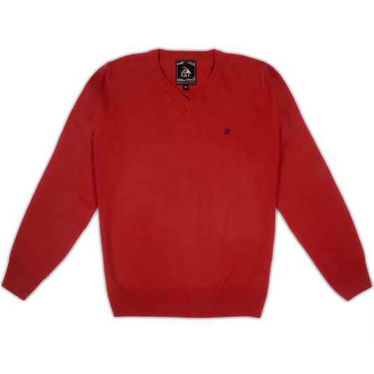 Jersey Hombre Cuello Pico Rojo