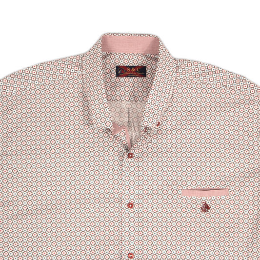 Camisa Hombre Manga Larga estampado Rosa