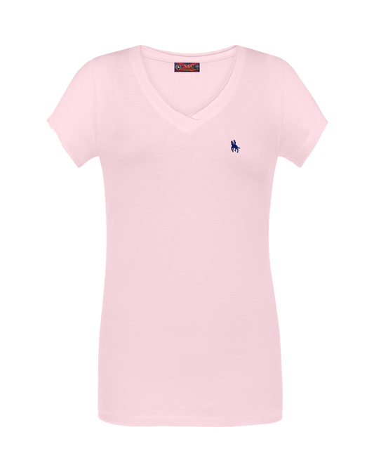 Camiseta pico manga corta rosa