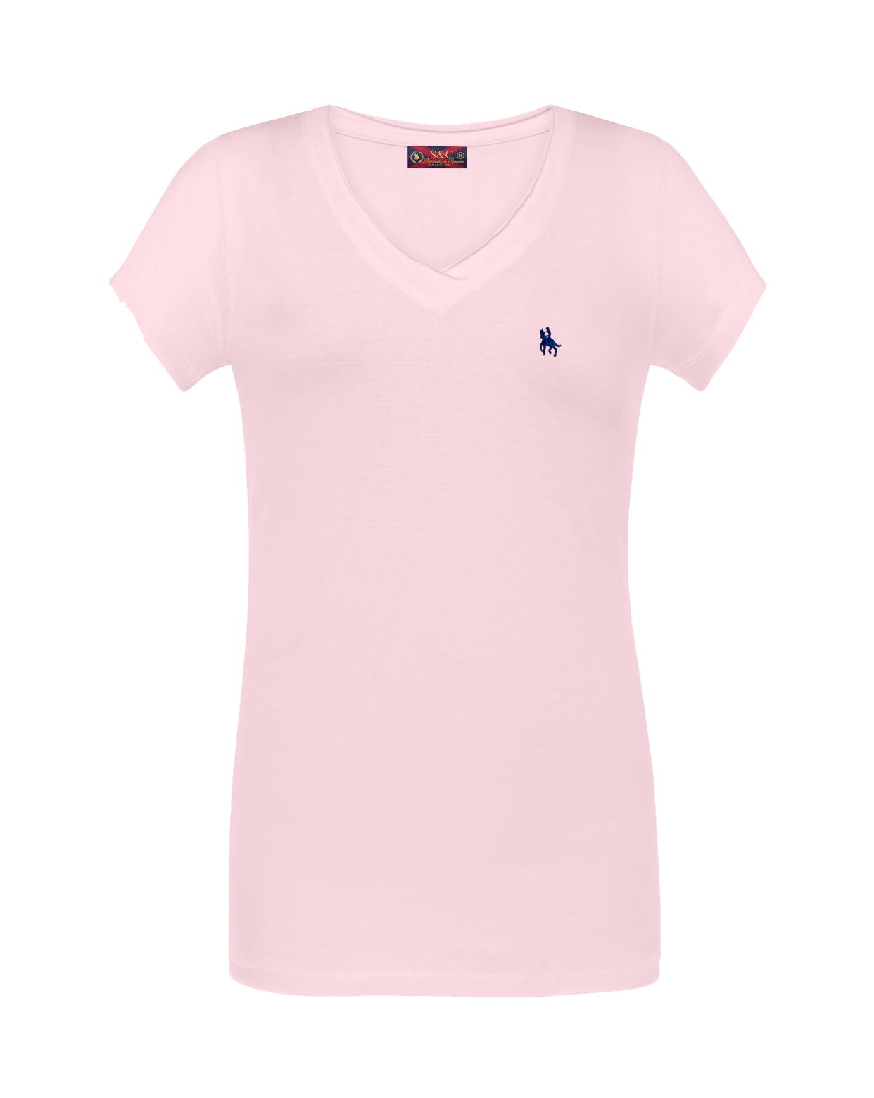 Camiseta pico manga corta rosa