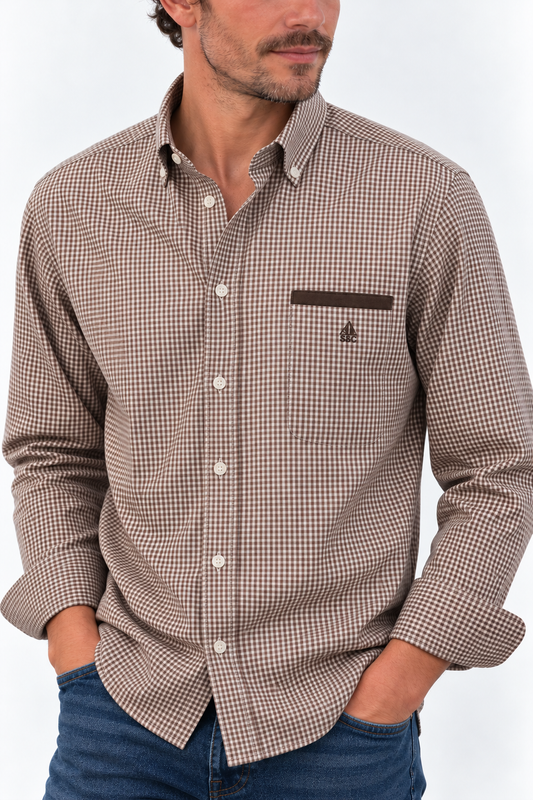 Camisa hombre manga larga Belmont Marrón