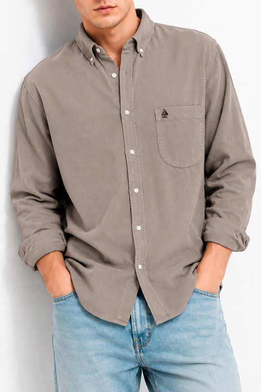 Camisa hombre manga larga Micropana Marrón