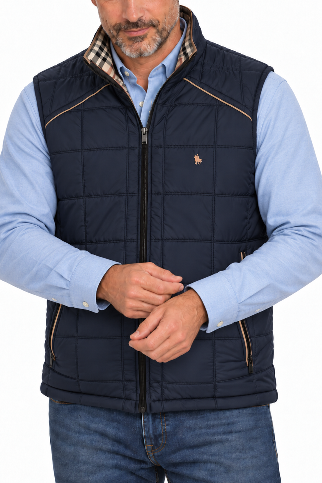 Chaleco Cuadros acolchado de hombre Marino