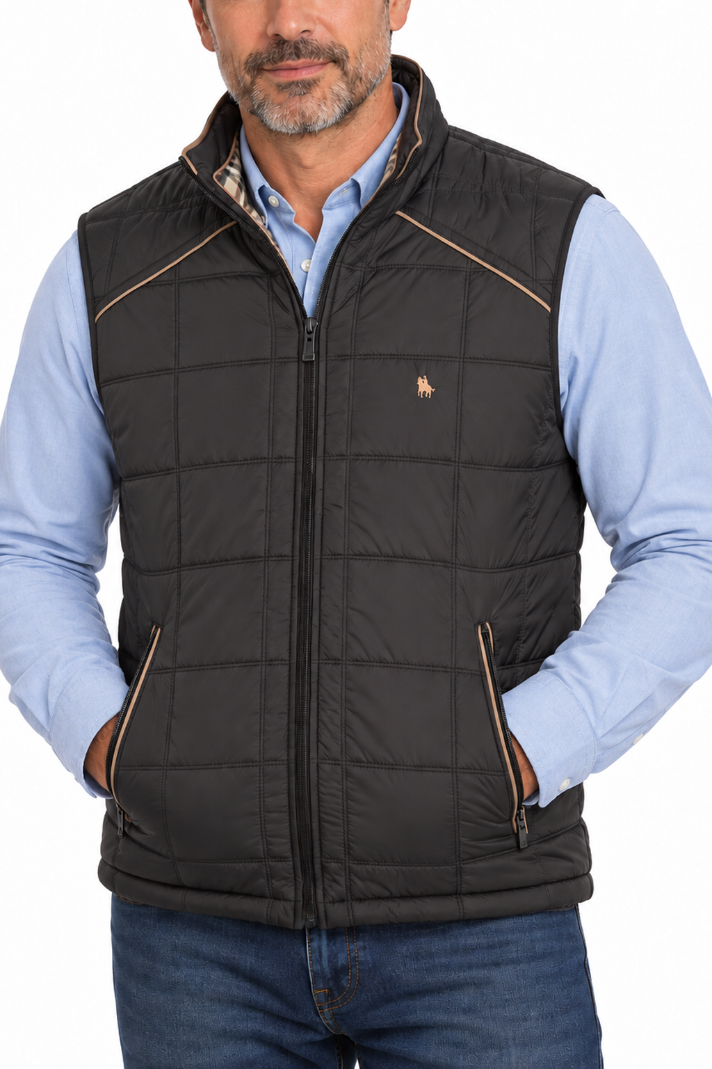 Chaleco Cuadros acolchado de hombre Marrón