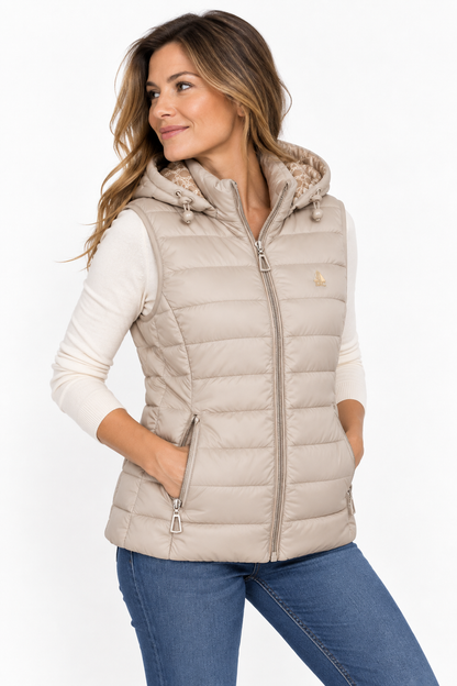 Chaleco Mujer acolchado reversible beige